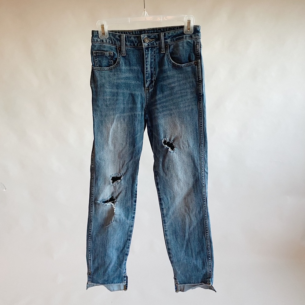 Lucky The High Rise Tomboy Blue Distressed Jeans